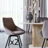 Chaise pivotante moderne en velours gris OKA (Lot de 2)