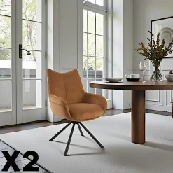 Chaise pivotante moutarde à accoudoirs (lot de 2) IENA