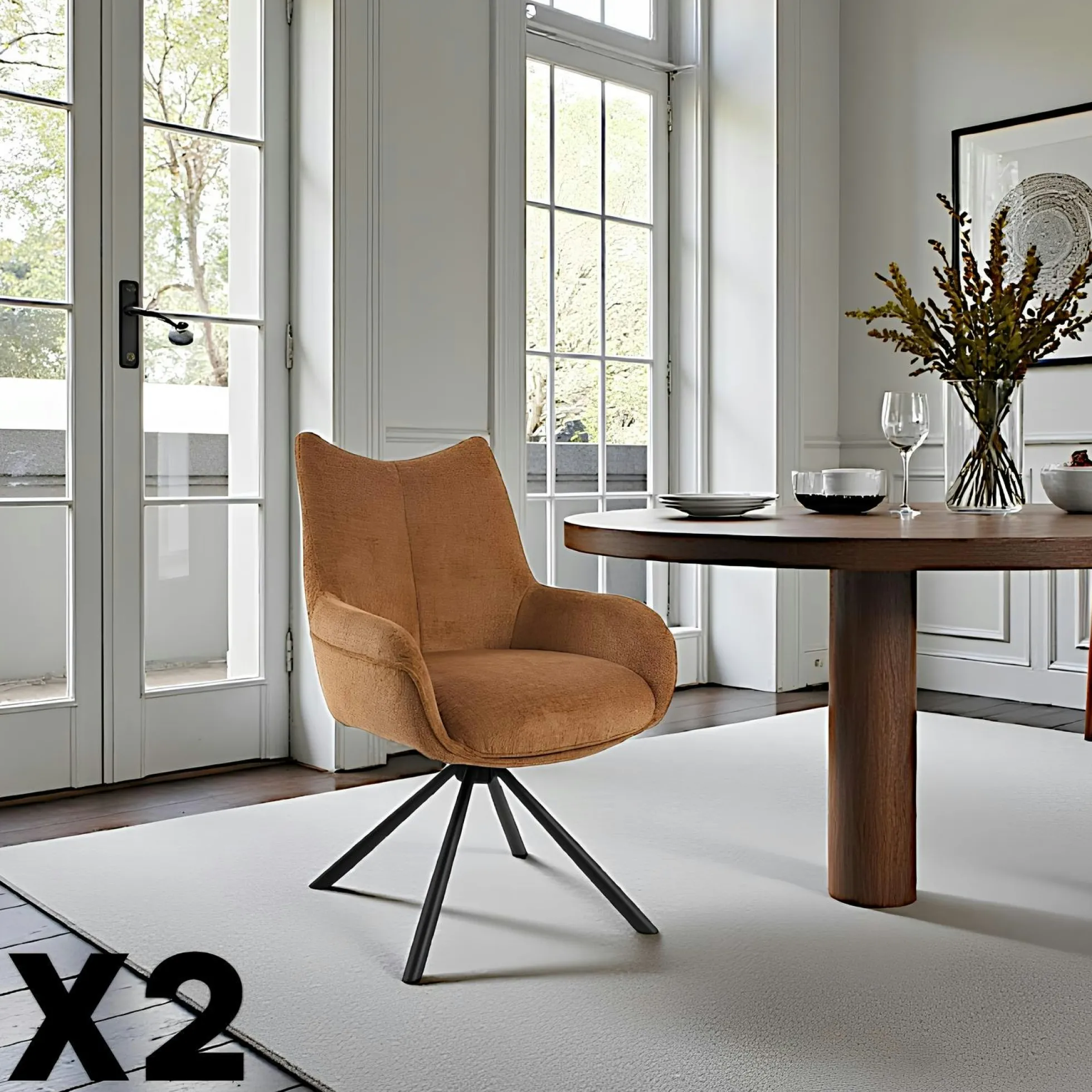 Chaise pivotante moutarde à accoudoirs (lot de 2) IENA