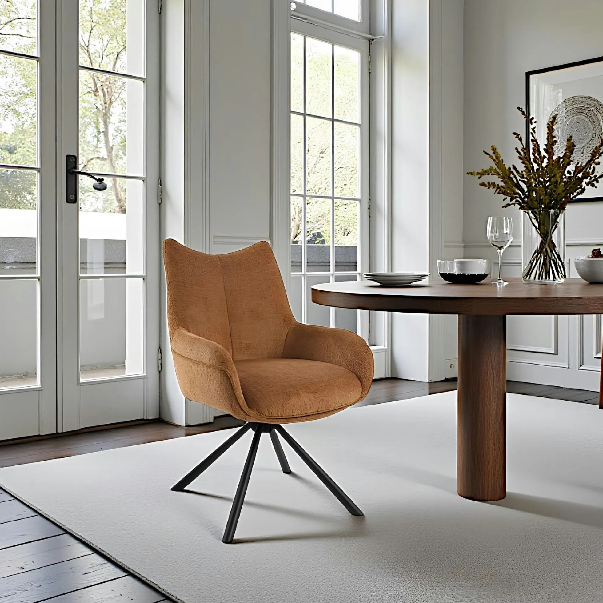 Chaise pivotante moutarde à accoudoirs (lot de 2) IENA