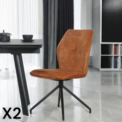 Chaise pivotante moutarde en velours patiné avec poignée (lot de 2) LOMBARDIE