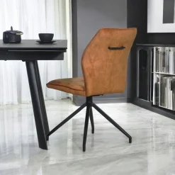 Chaise pivotante moutarde en velours patiné avec poignée (lot de 2) LOMBARDIE