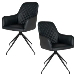 Chaise pivotante noire avec accoudoirs (lot de 2) SAVONE