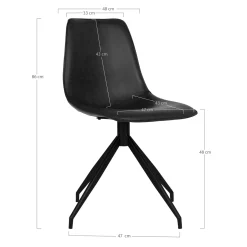 Chaise pivotante noire avec couture (lot de 2) AMSTERDAM