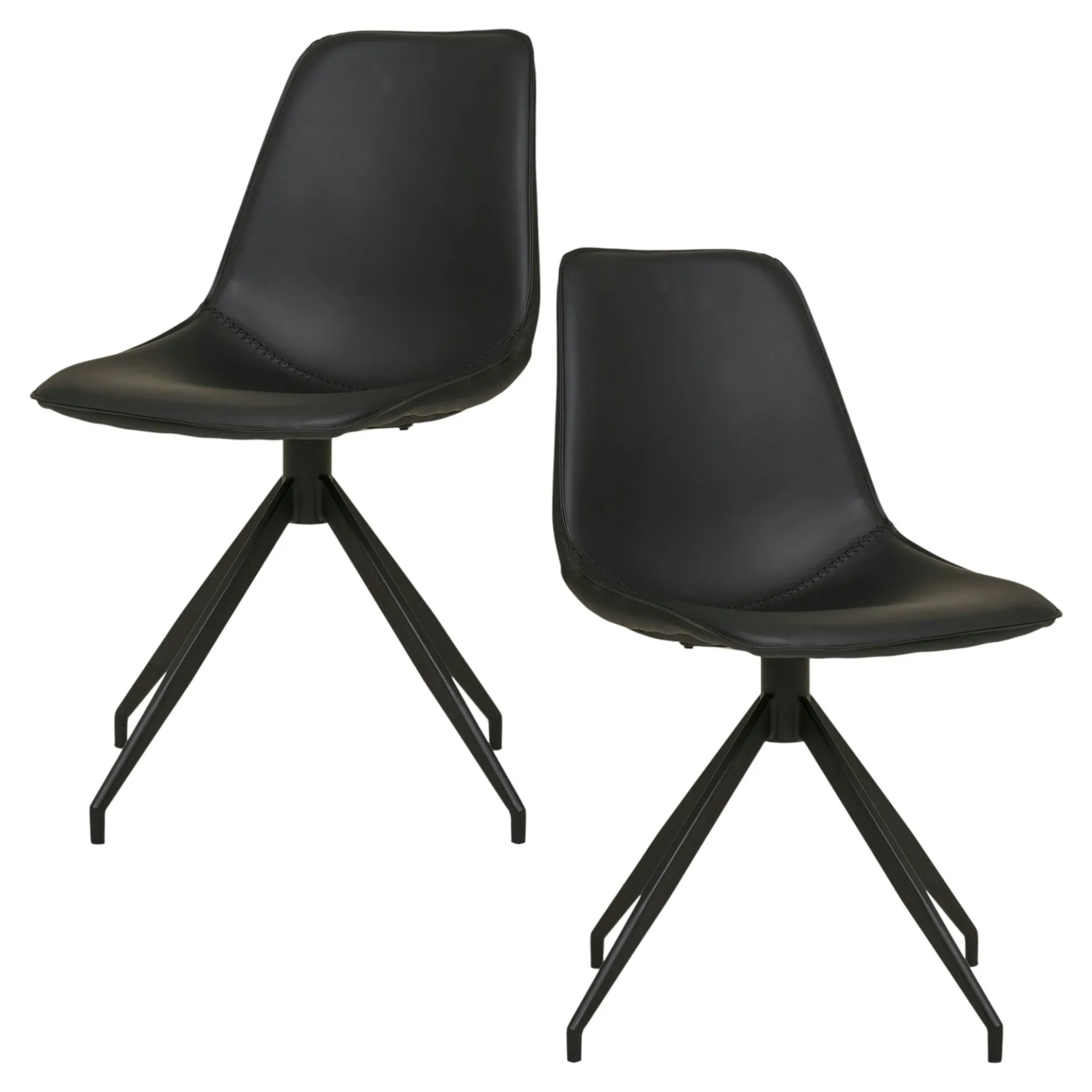 Chaise pivotante noire avec couture (lot de 2) AMSTERDAM
