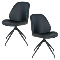 Chaise pivotante noire avec surpiqure décorative (lot de 2) BERLIN