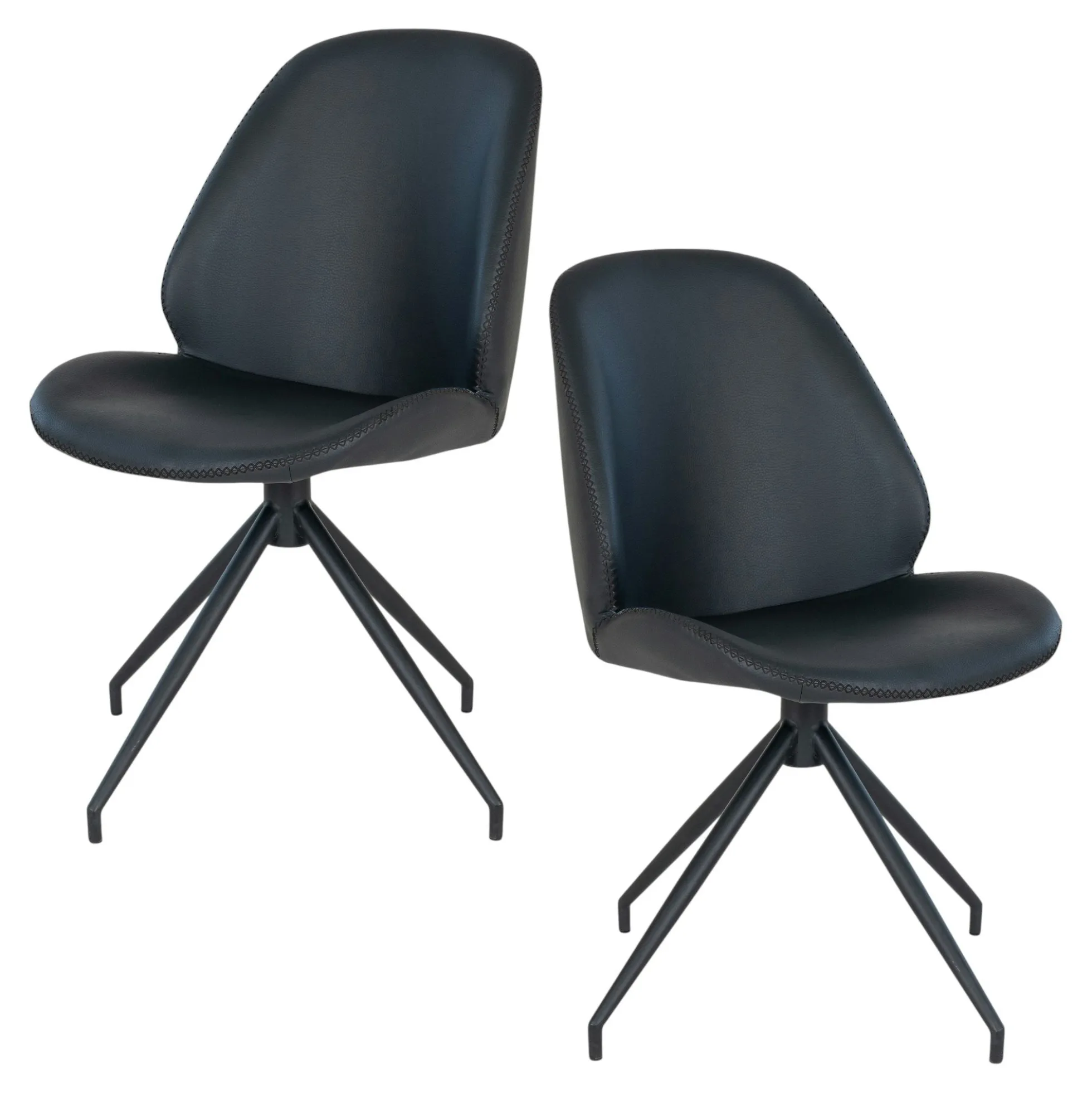 Chaise pivotante noire avec surpiqure décorative (lot de 2) BERLIN