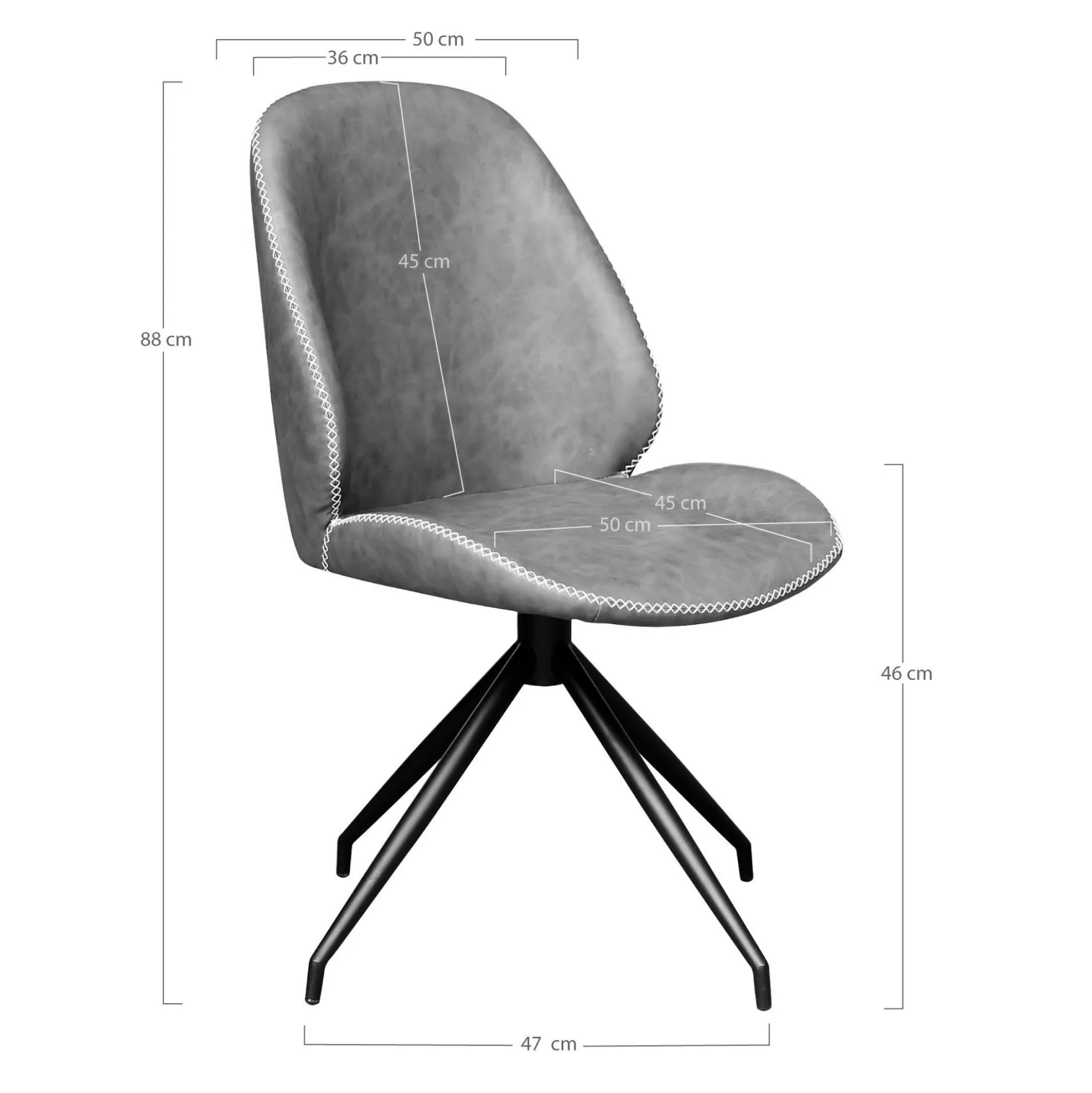 Chaise pivotante noire avec surpiqure décorative (lot de 2) BERLIN