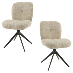 Chaise pivotante rembourrée en bouclette sable (lot de 2) GALWAY