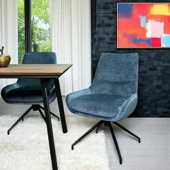 Chaise pivotante retro en velours bleu (lot de 2) PALERME