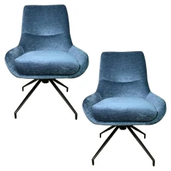 Chaise pivotante retro en velours bleu (lot de 2) PALERME