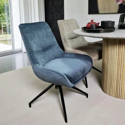Chaise pivotante retro en velours bleu (lot de 2) PALERME