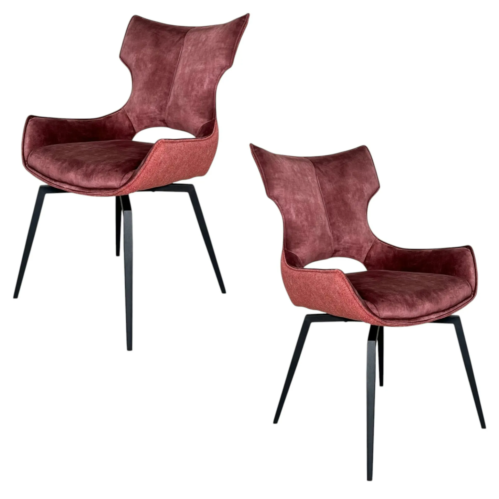 Chaise pivotante rose bi-matière, dossier en T (lot de 2) LOMBARDIE