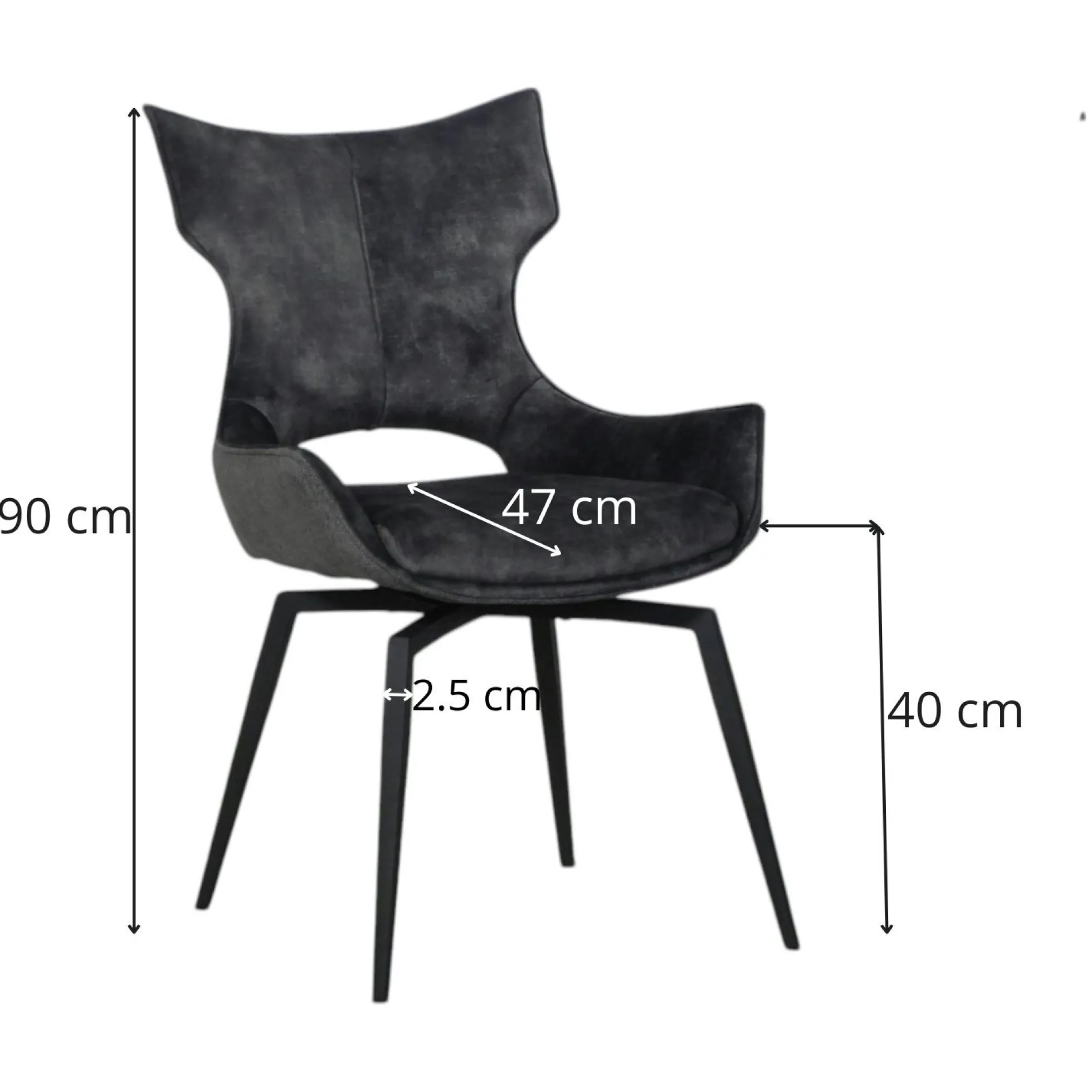 Chaise pivotante rose bi-matière, dossier en T (lot de 2) LOMBARDIE