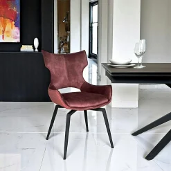 Chaise pivotante rose bi-matière, dossier en T (lot de 2) LOMBARDIE