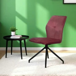Chaise pivotante rose en velours patiné avec poignée (lot de 2) LOMBARDIE