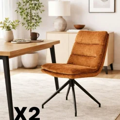 Chaise pivotante rouille en tissu doux texturé (x2) PALERME