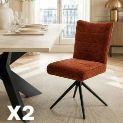 Chaise pivotante rouille en tissu texturé (x2) RIVANO