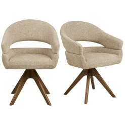 Chaise pivotante sable design avec pied chêne brun (lot de 2) MONTREUX