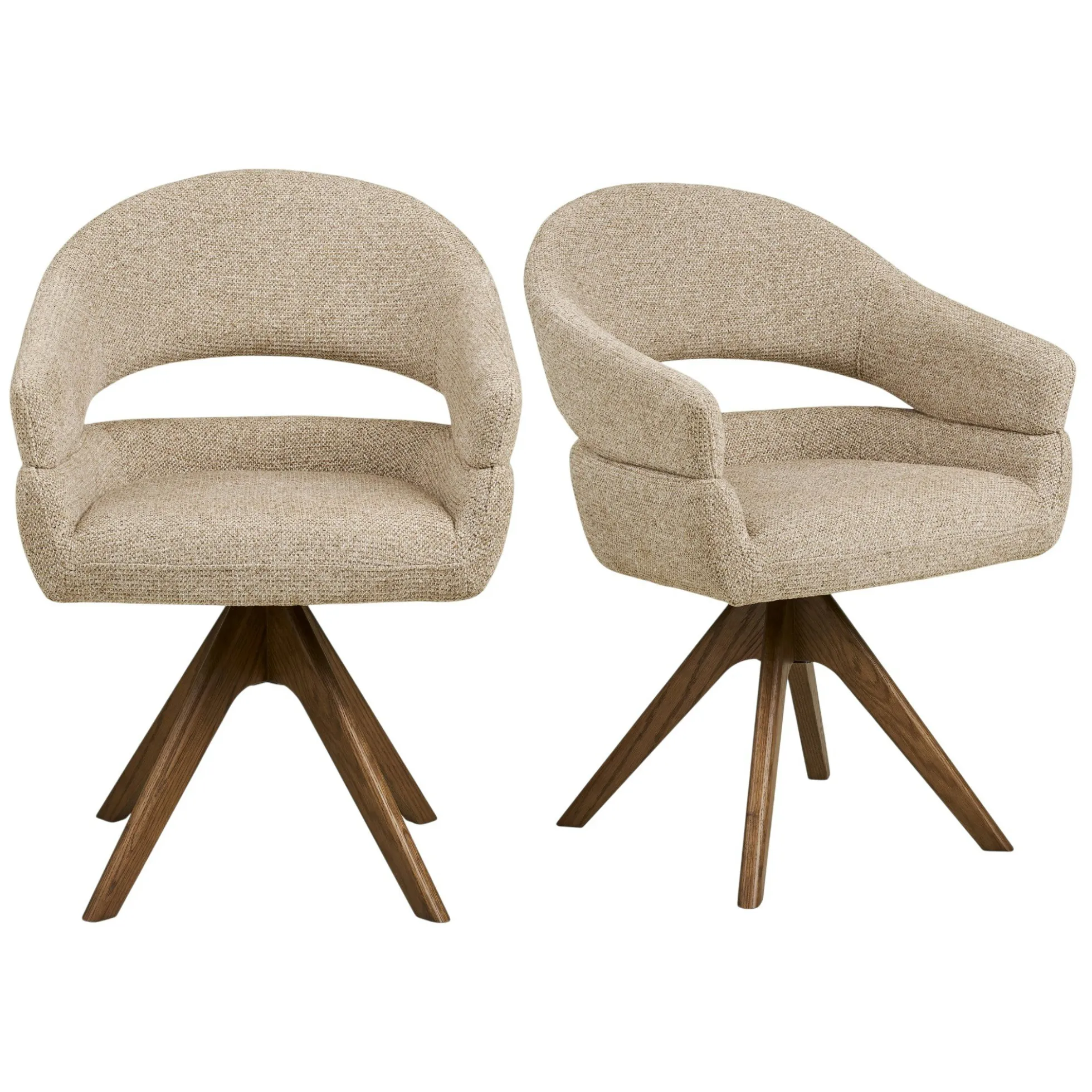 Chaise pivotante sable design avec pied chêne brun (lot de 2) MONTREUX