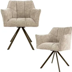 Chaise pivotante sable pied bronze (lot de 2) MELBOURNE
