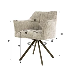 Chaise pivotante sable pied bronze (lot de 2) MELBOURNE