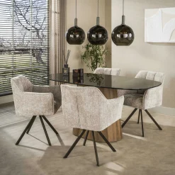Chaise pivotante sable pied bronze (lot de 2) MELBOURNE