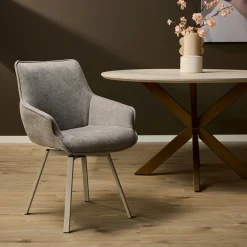 Chaise pivotante taupe à accoudoirs (lot de 2) CORTINA