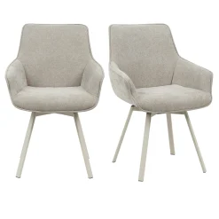 Chaise pivotante taupe à accoudoirs (lot de 2) CORTINA