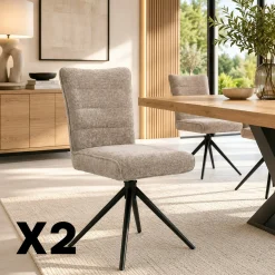 Chaise pivotante taupe en tissu texturé (x2) RIVANO