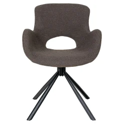 Chaise pivotante taupe en tissu bouclette, dossier ouvert (lot de 2) SAVONE