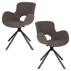 Chaise pivotante taupe en tissu bouclette, dossier ouvert (lot de 2) SAVONE