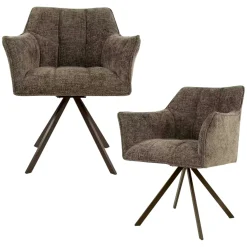 Chaise pivotante taupe pied bronze (lot de 2) MELBOURNE
