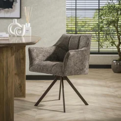 Chaise pivotante taupe pied bronze (lot de 2) MELBOURNE