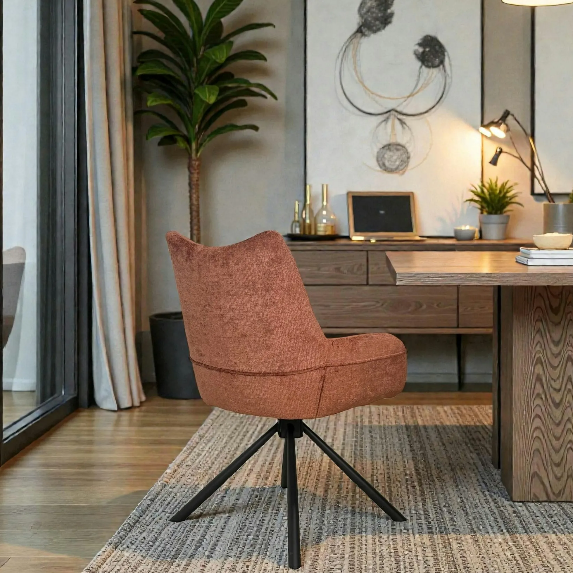 Chaise pivotante terracotta à accoudoirs (lot de 2) IENA