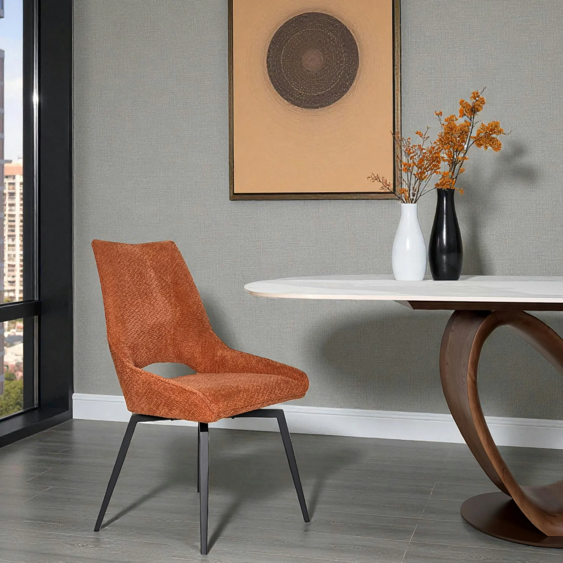 Chaise pivotante terracotta, dossier ouvert (lot de 2) LIGURIE