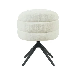 Chaise pivotante tissu blanc chenille pied noir (x2) CORTINA