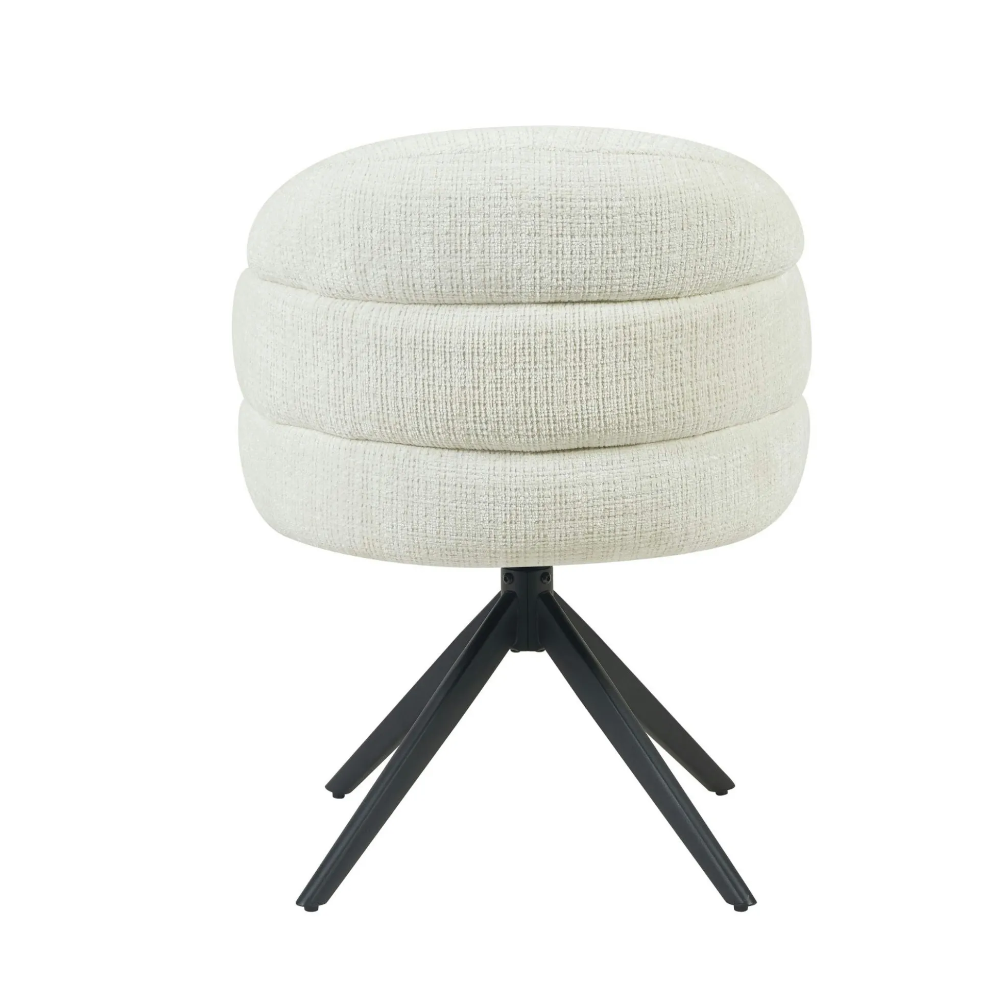 Chaise pivotante tissu blanc chenille pied noir (x2) CORTINA