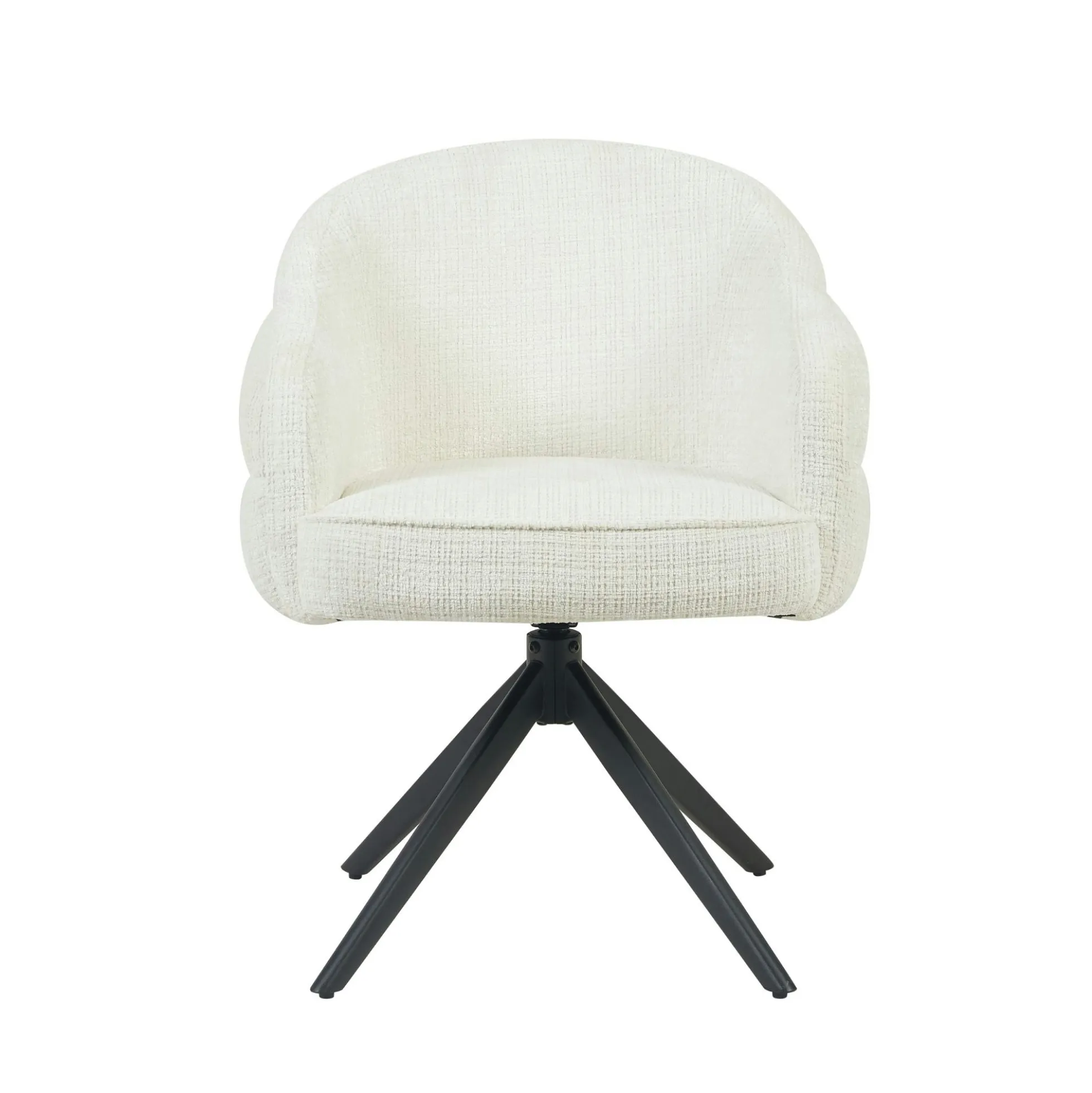 Chaise pivotante tissu blanc chenille pied noir (x2) CORTINA