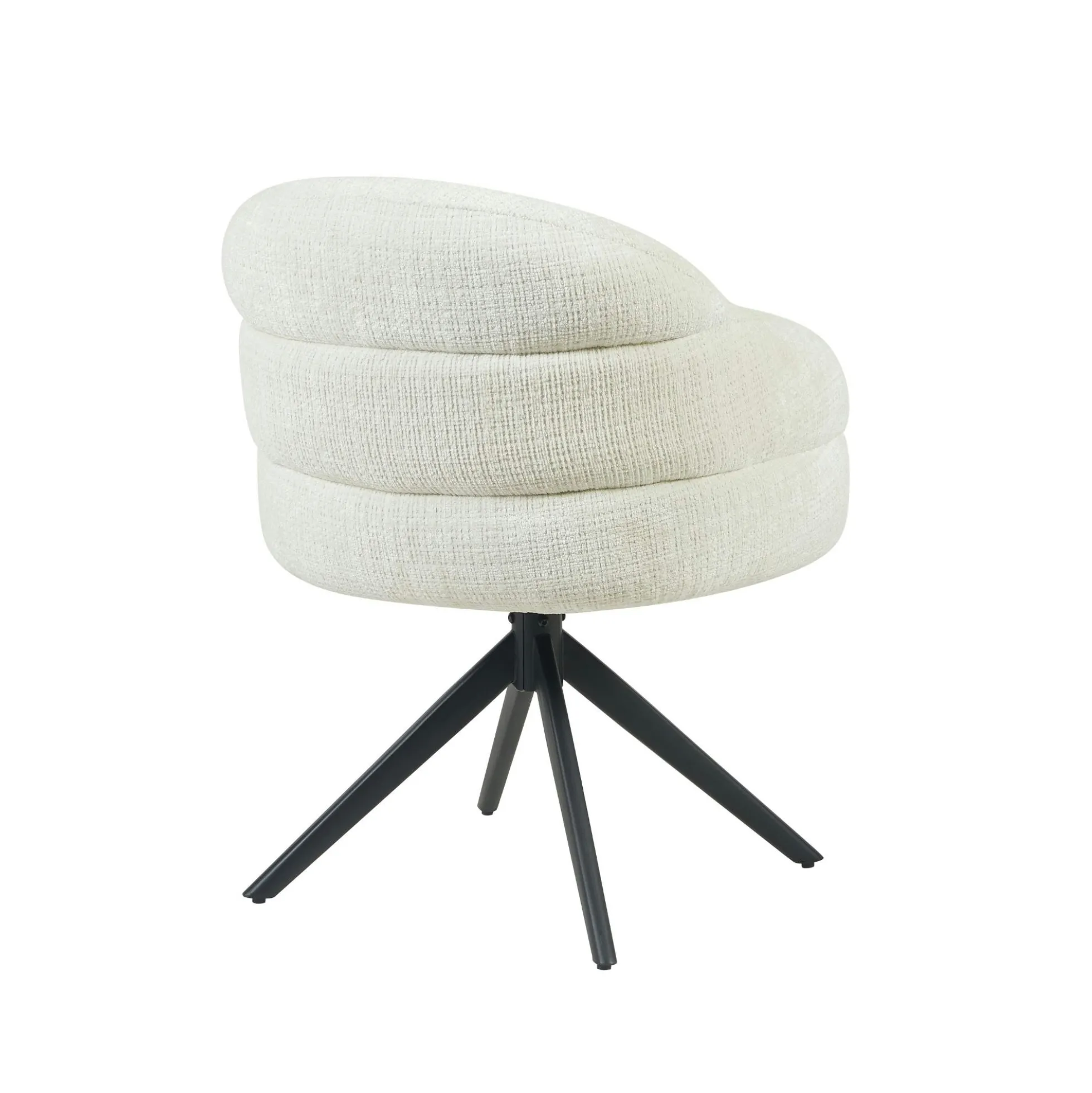 Chaise pivotante tissu blanc chenille pied noir (x2) CORTINA