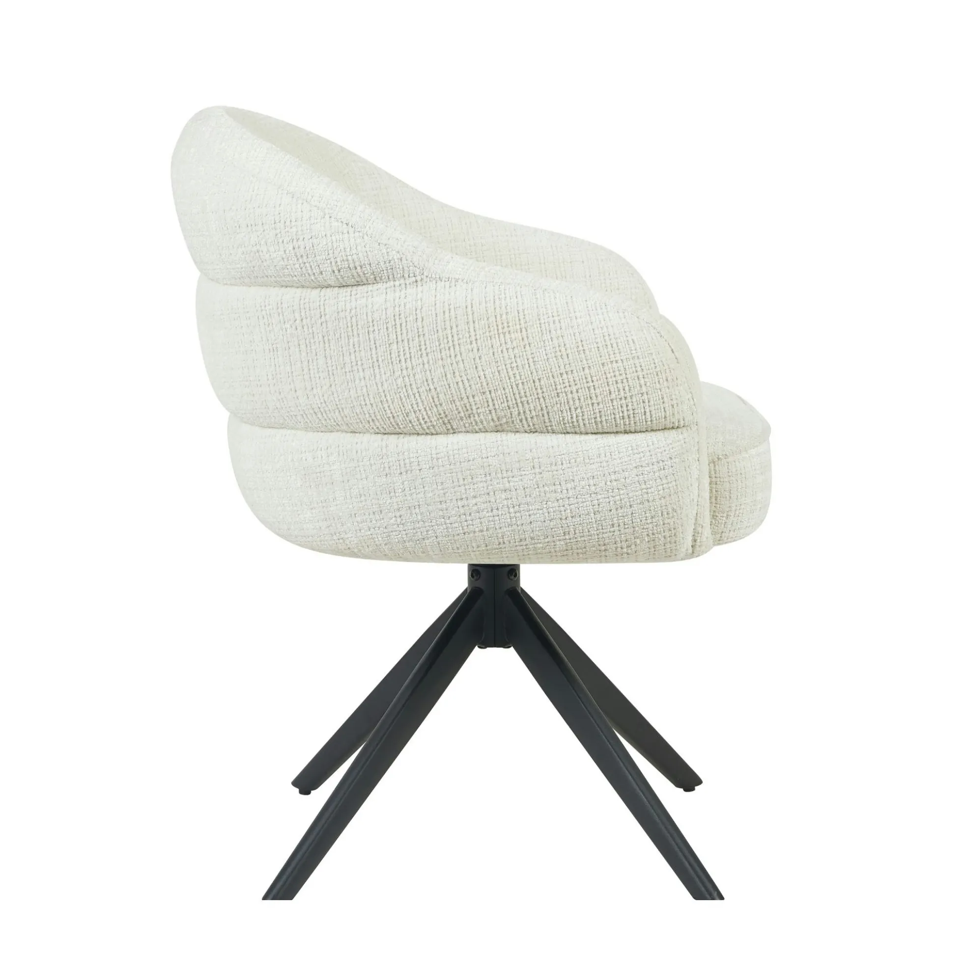 Chaise pivotante tissu blanc chenille pied noir (x2) CORTINA