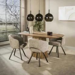Chaise pivotante tissu doux sable pieds bronze (x2) CREEK