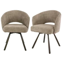 Chaise pivotante tissu doux sable pieds bronze (x2) CREEK