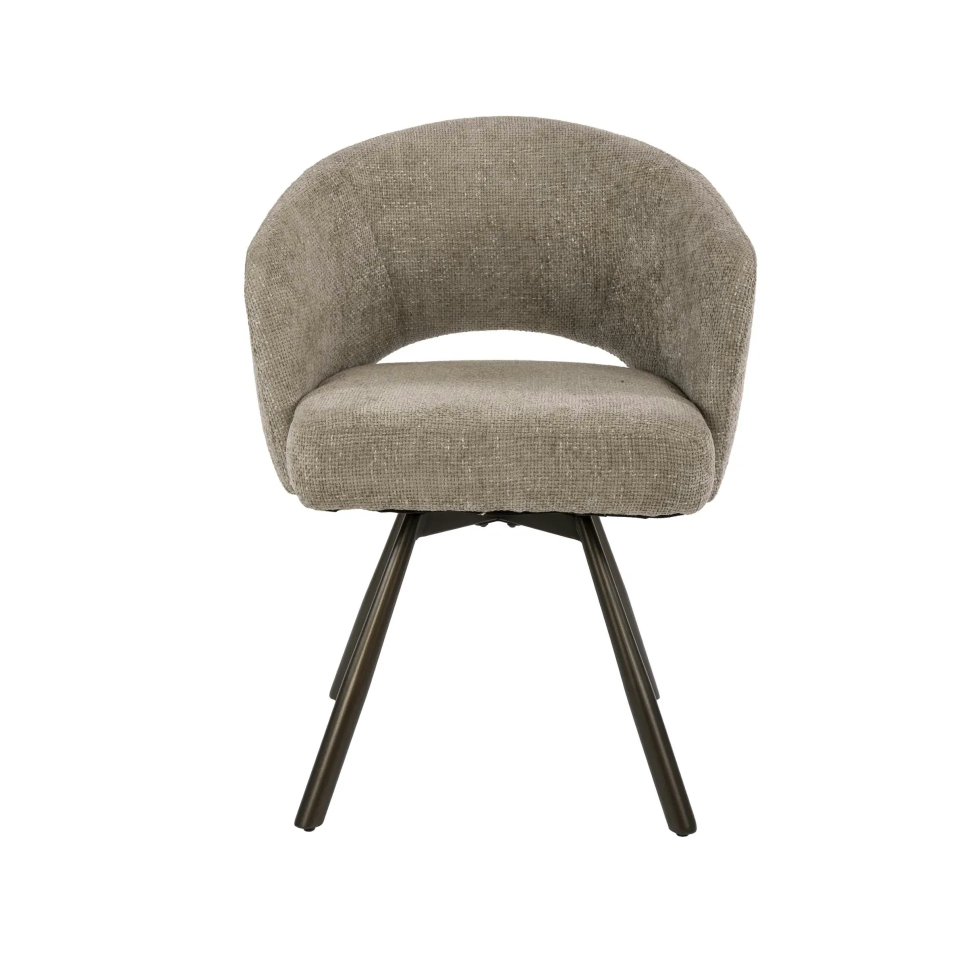 Chaise pivotante tissu doux sable pieds bronze (x2) CREEK