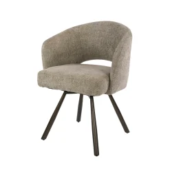 Chaise pivotante tissu doux sable pieds bronze (x2) CREEK