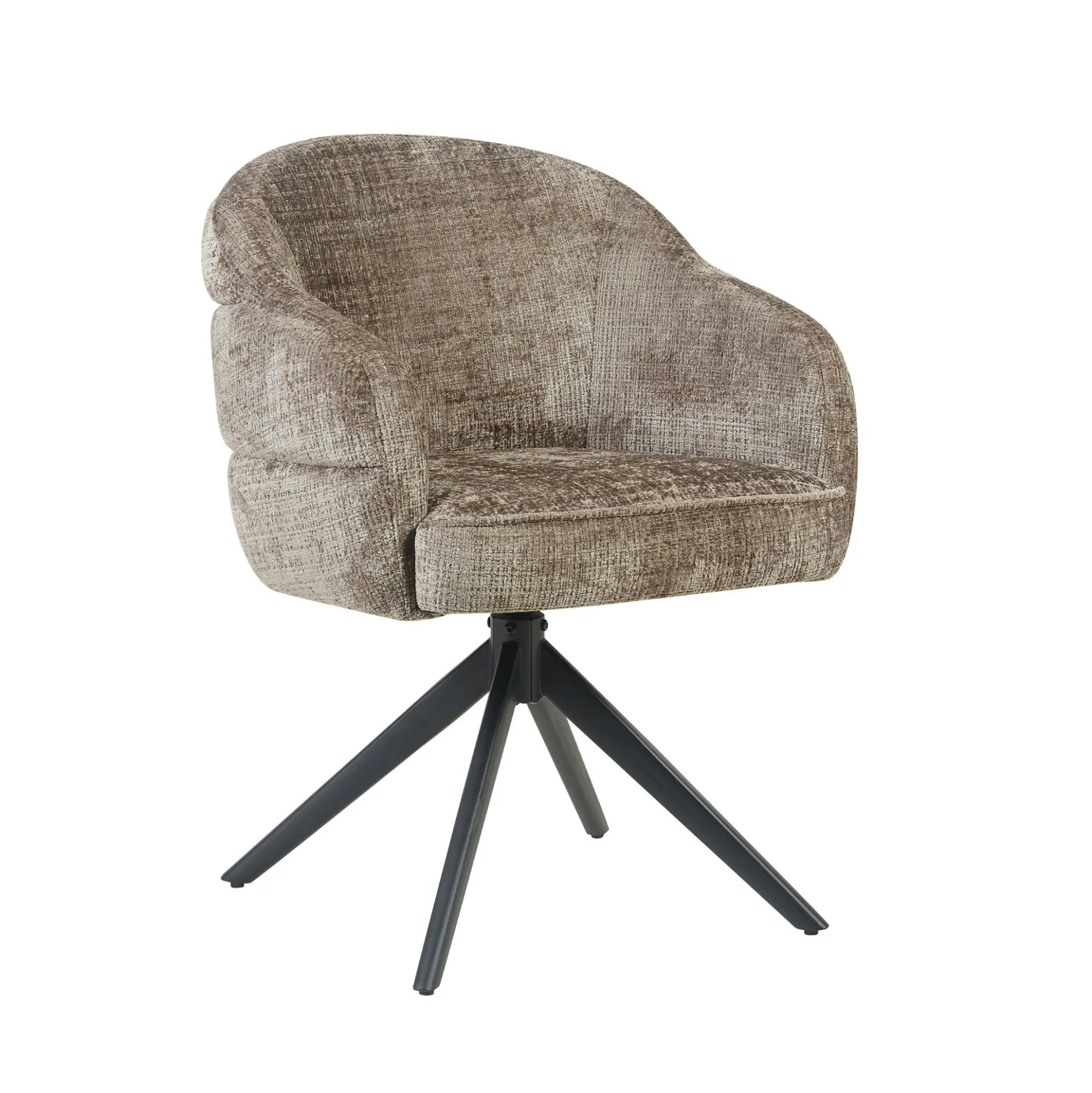 Chaise pivotante tissu marron chenille pied noir (x2) CORTINA