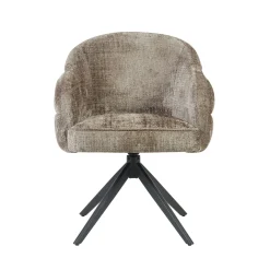 Chaise pivotante tissu marron chenille pied noir (x2) CORTINA