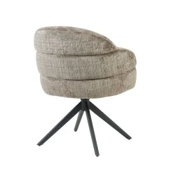 Chaise pivotante tissu marron chenille pied noir (x2) CORTINA