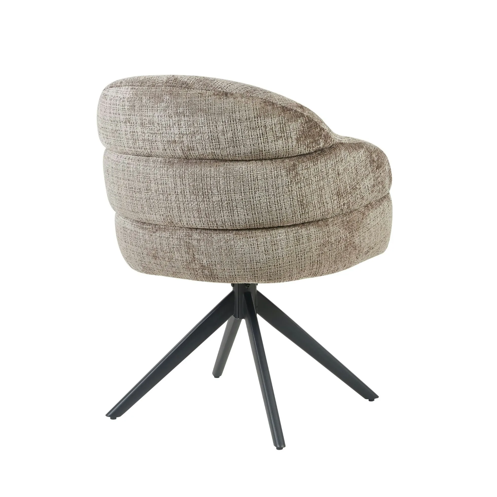 Chaise pivotante tissu marron chenille pied noir (x2) CORTINA