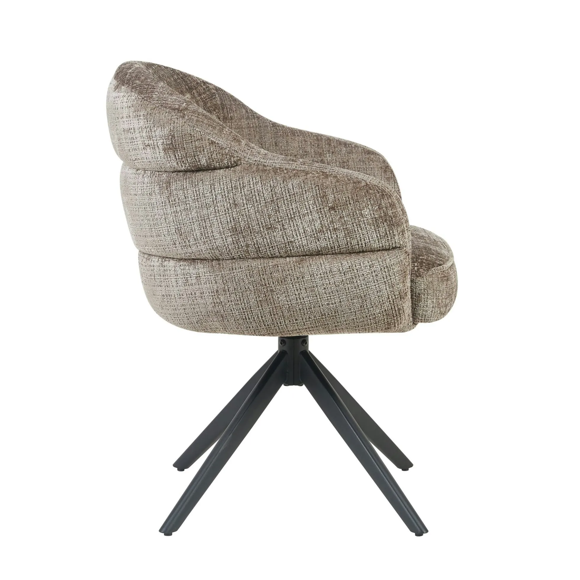 Chaise pivotante tissu marron chenille pied noir (x2) CORTINA